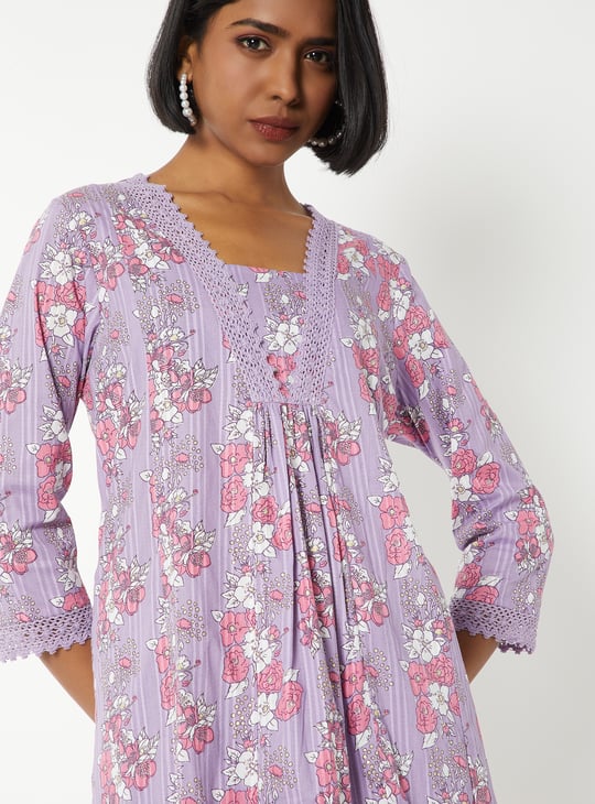 Women Floral Print A-line Kurta Set