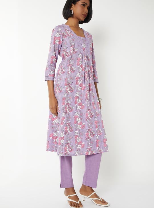 Women Floral Print A-line Kurta Set