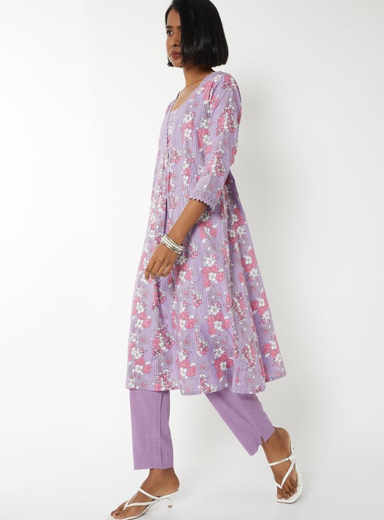 Women Floral Print A-line Kurta Set