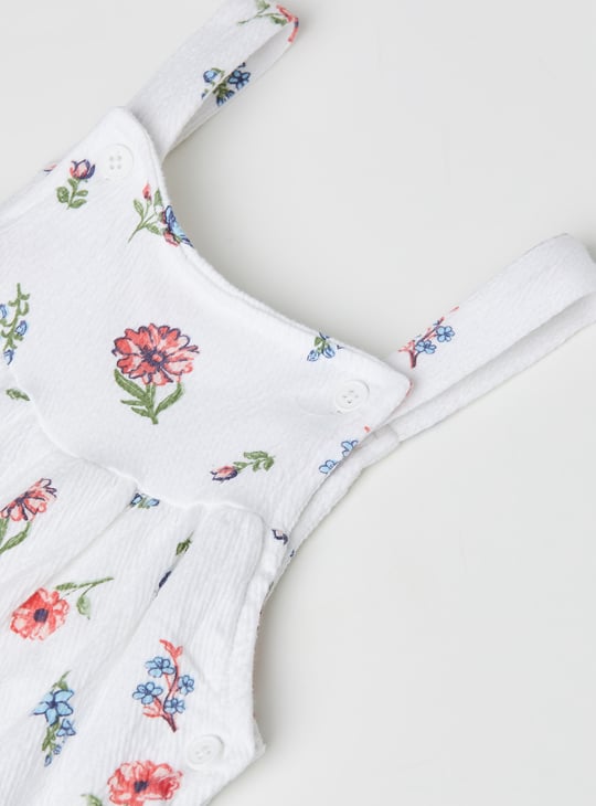 Girls Floral Print Dungaree with Top