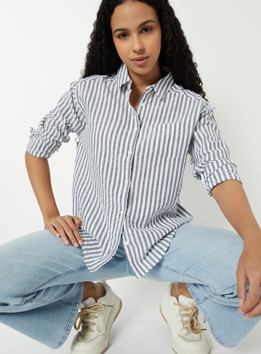 Women Seersucker Regular Fit Shirt