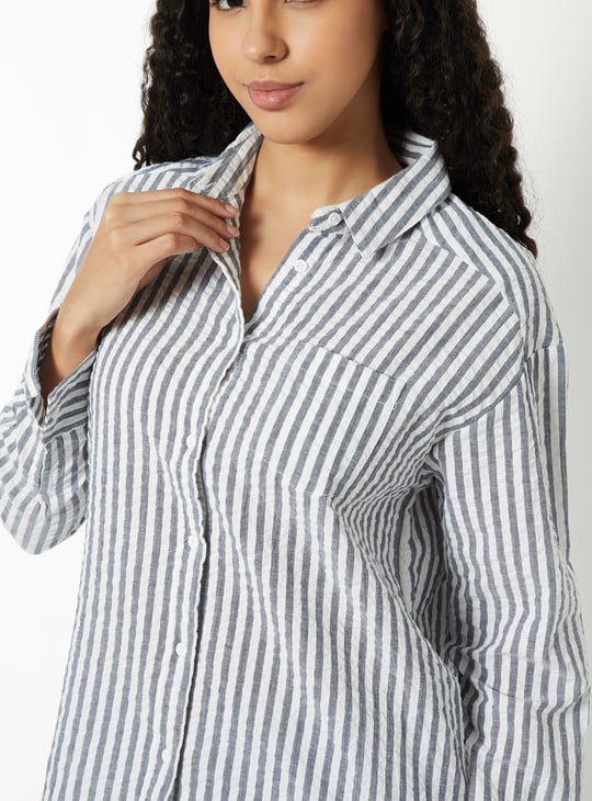Women Seersucker Regular Fit Shirt