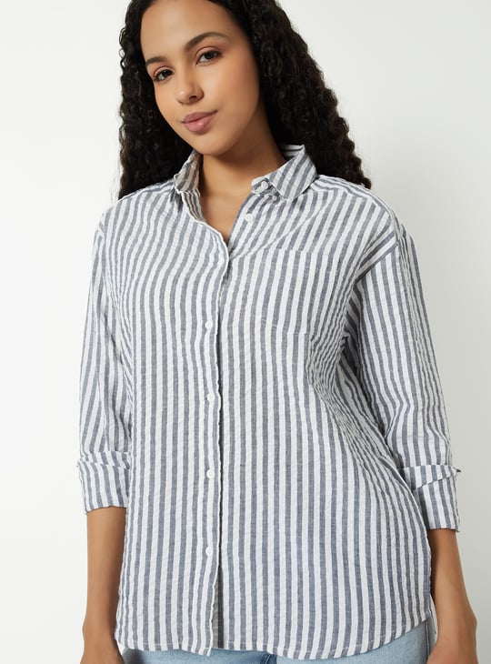Women Seersucker Regular Fit Shirt