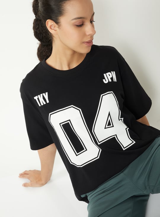 Women Printed Oversized Sports T-shirt