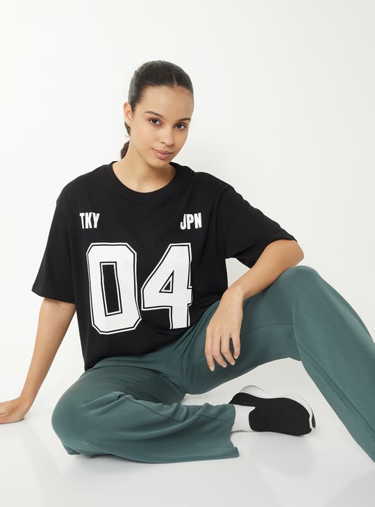 Women Printed Oversized Sports T-shirt