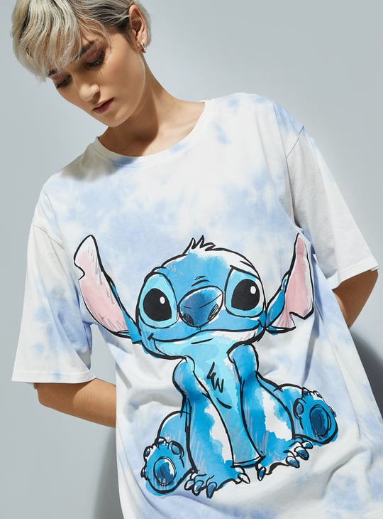 URB_N Women Lilo & Stitch Print Oversized T-shirt