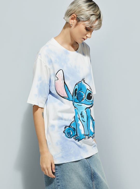 URB_N Women Lilo & Stitch Print Oversized T-shirt