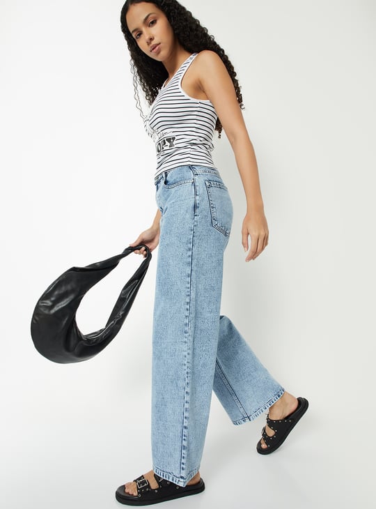 Women Washed Wide Leg Jeans