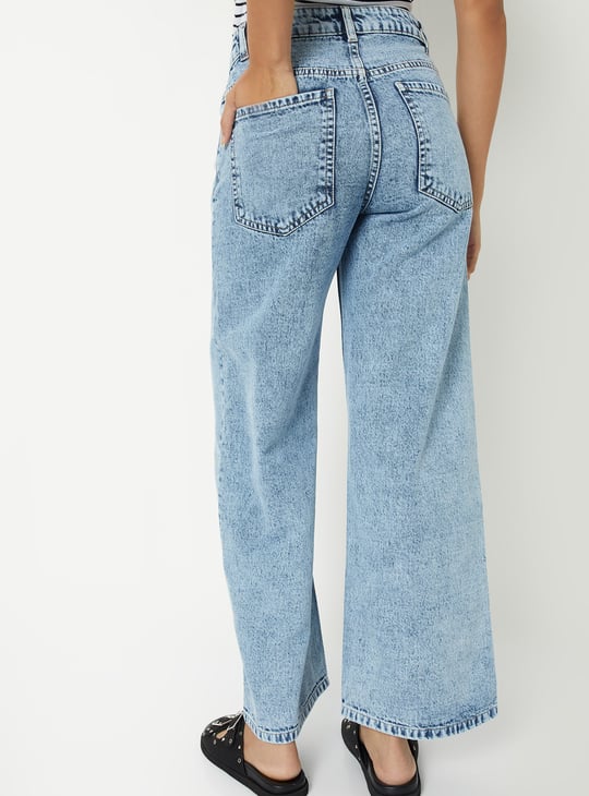 Women Washed Wide Leg Jeans