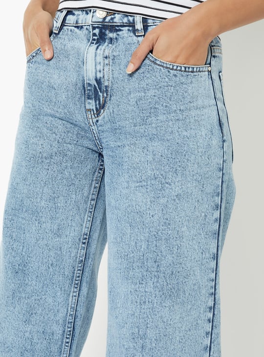Women Washed Wide Leg Jeans