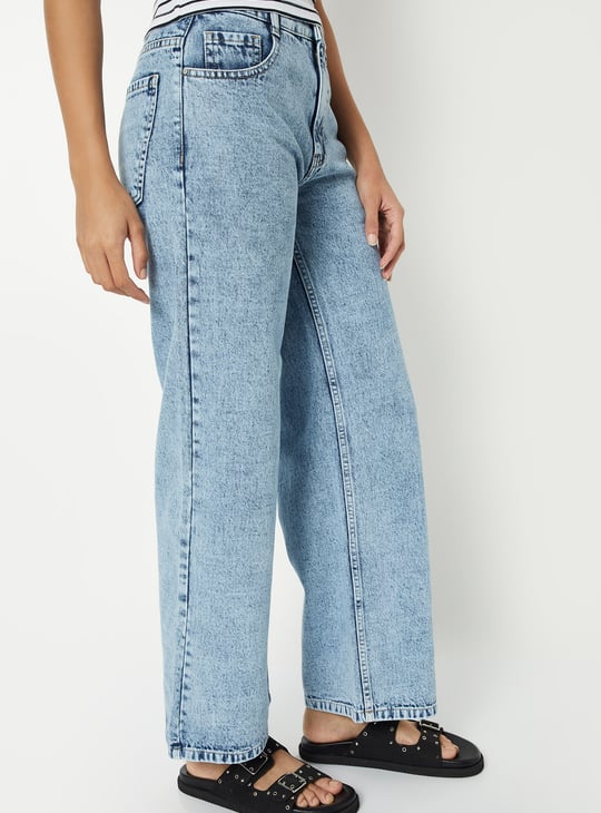 Women Washed Wide Leg Jeans