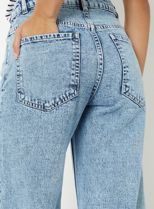Women Washed Wide Leg Jeans