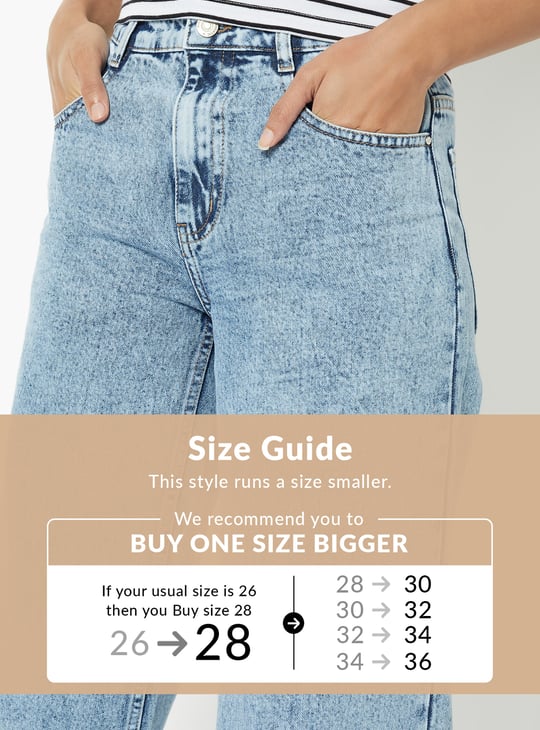 Women Washed Wide Leg Jeans