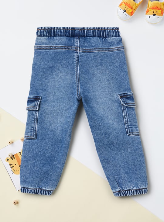 Boys Washed Denim Cargo Joggers