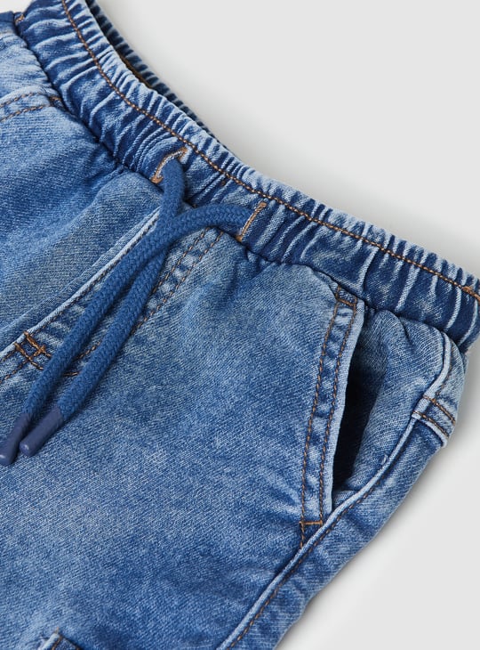 Boys Washed Denim Cargo Joggers