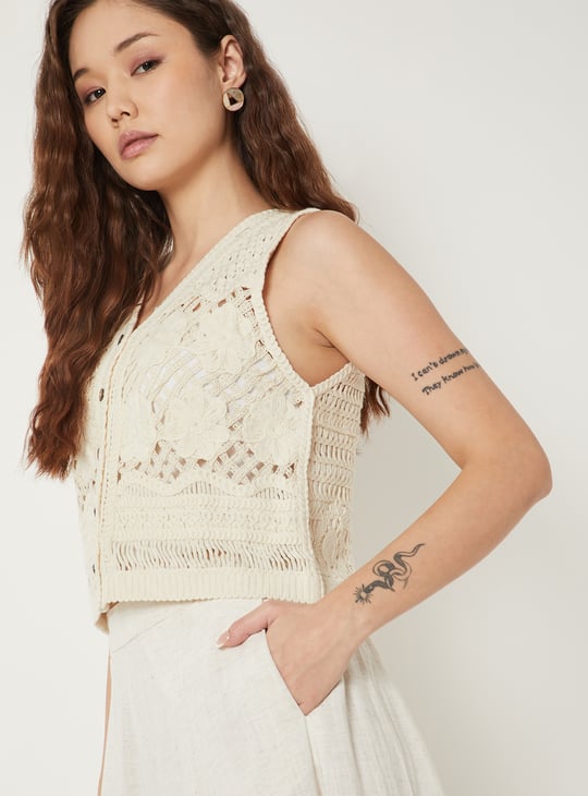 Women Crochet Knit Vest Top