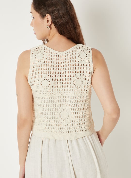 Women Crochet Knit Vest Top