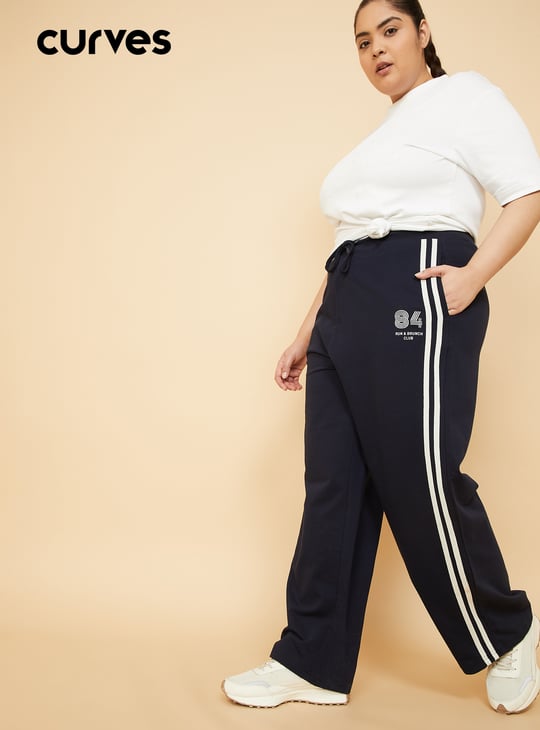 Women Side Striped Wide-Leg Track Pants