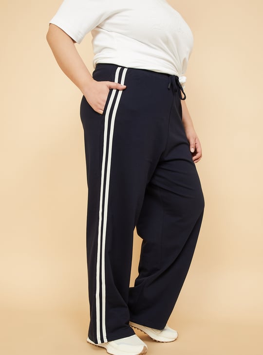 Women Side Striped Wide-Leg Track Pants