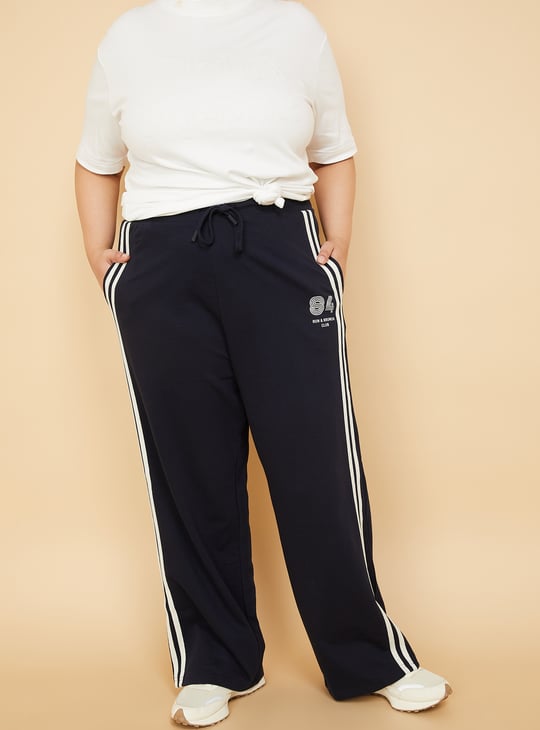 Women Side Striped Wide-Leg Track Pants