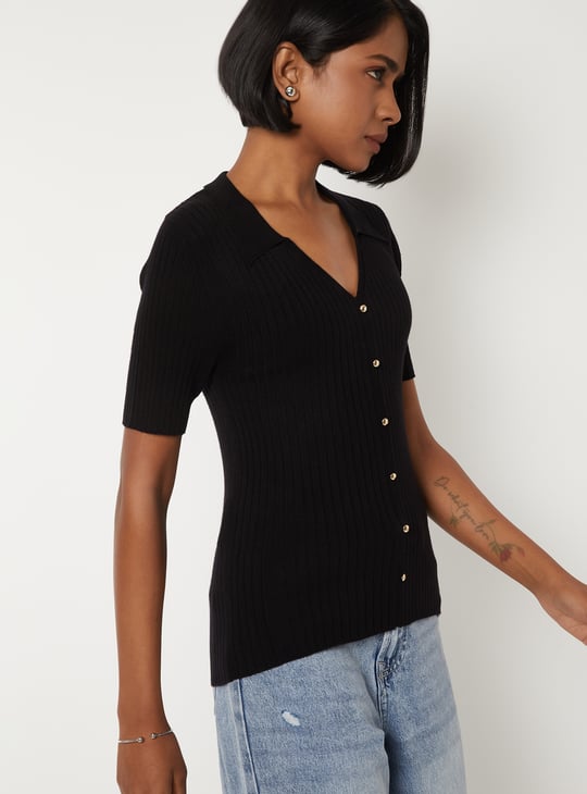 Women Knit Short Sleeves Top