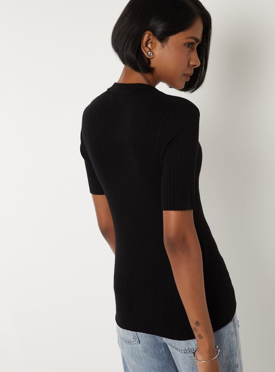 Women Knit Short Sleeves Top