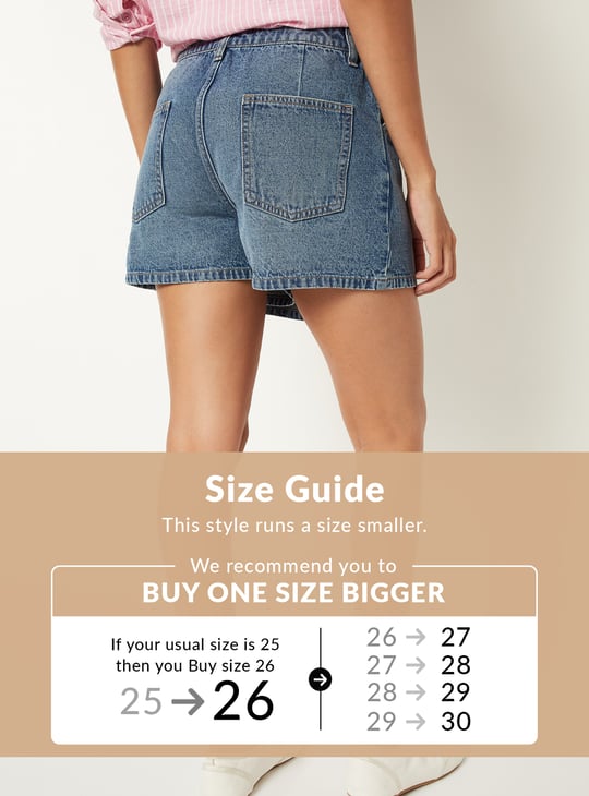 Women Washed Denim Skorts