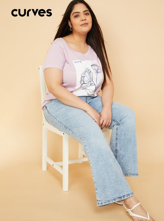 Women Washed Flared Jeans