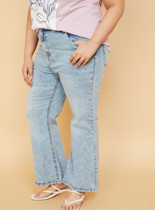Women Washed Flared Jeans
