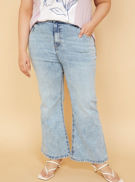 Women Washed Flared Jeans