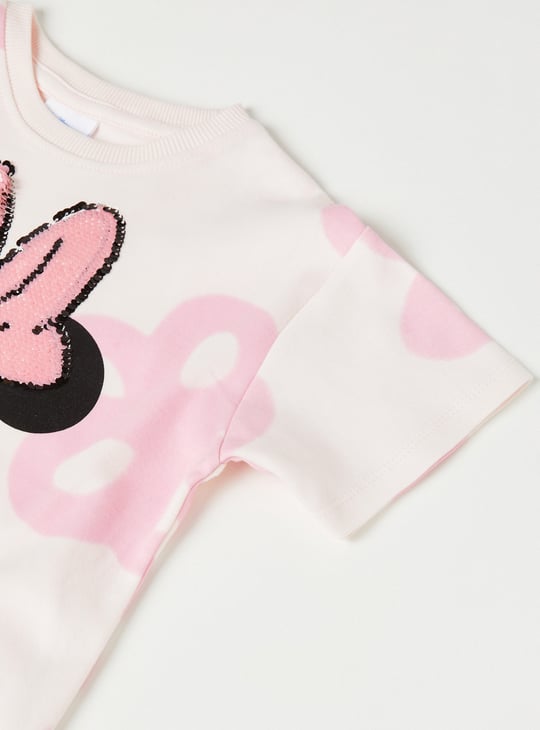 Girls Minnie Mouse Print T-shirt and Track Pants Set