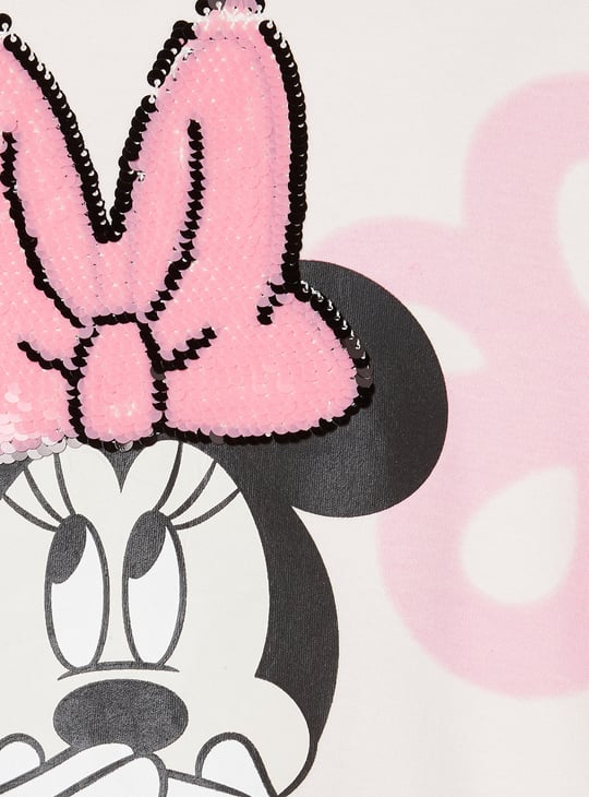 Girls Minnie Mouse Print T-shirt and Track Pants Set