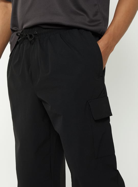 Men Solid Cargo Track Pants
