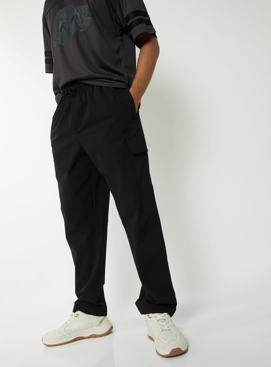 Men Solid Cargo Track Pants