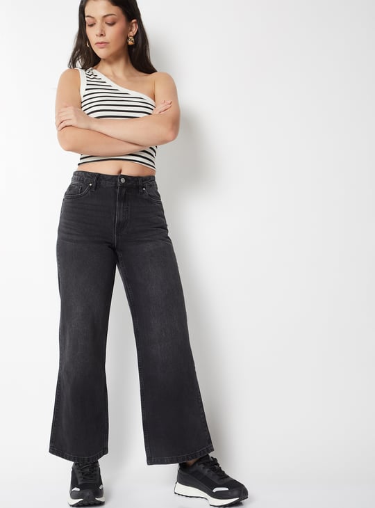 Women Washed Wide-Leg Jeans