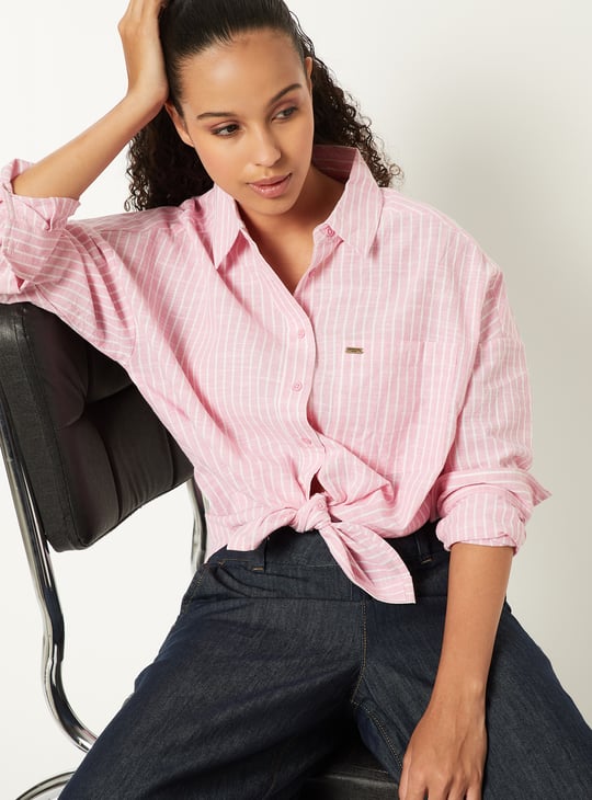 Women Striped Oversized Shirt