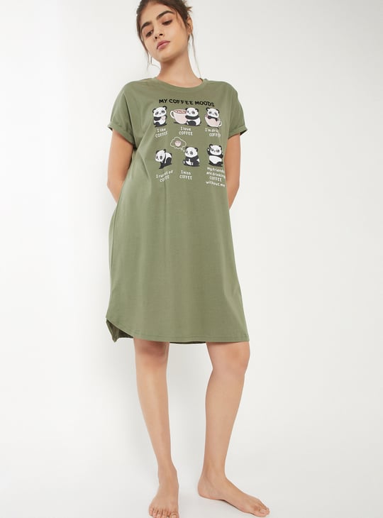 Women Graphic Printed Nightdress