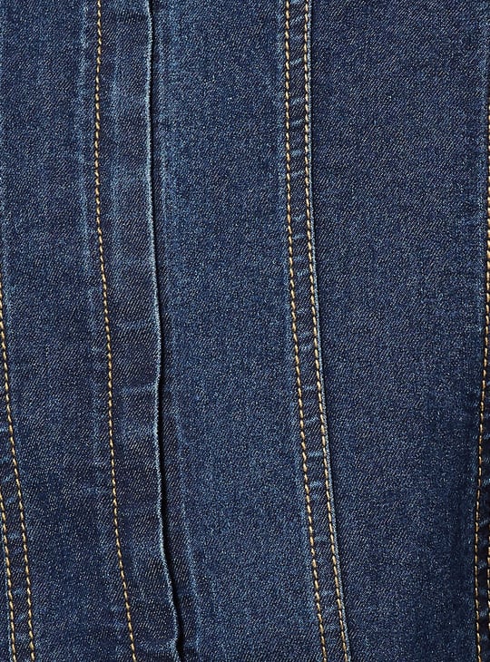 Women Pintuck Denim Peplum Top