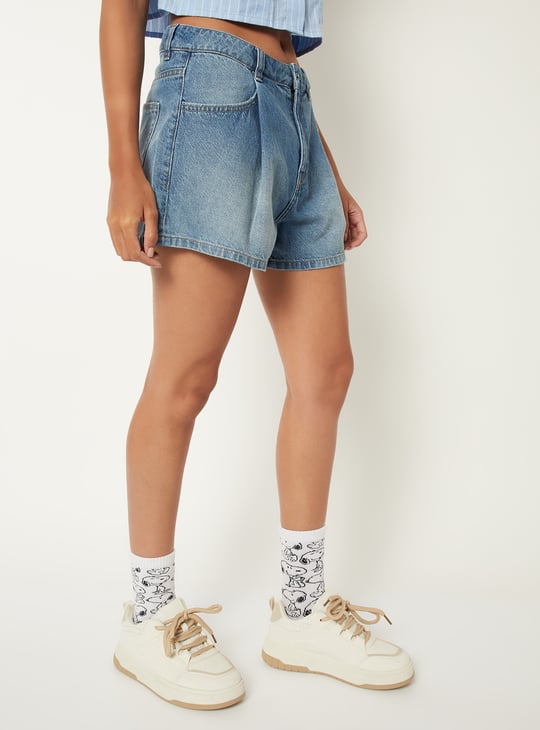 Women Washed Denim Shorts