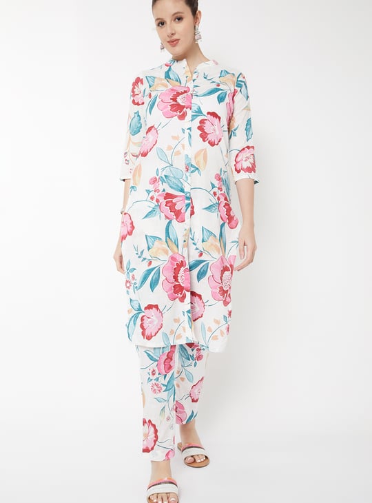 Women Floral Print Straight Kurta Set