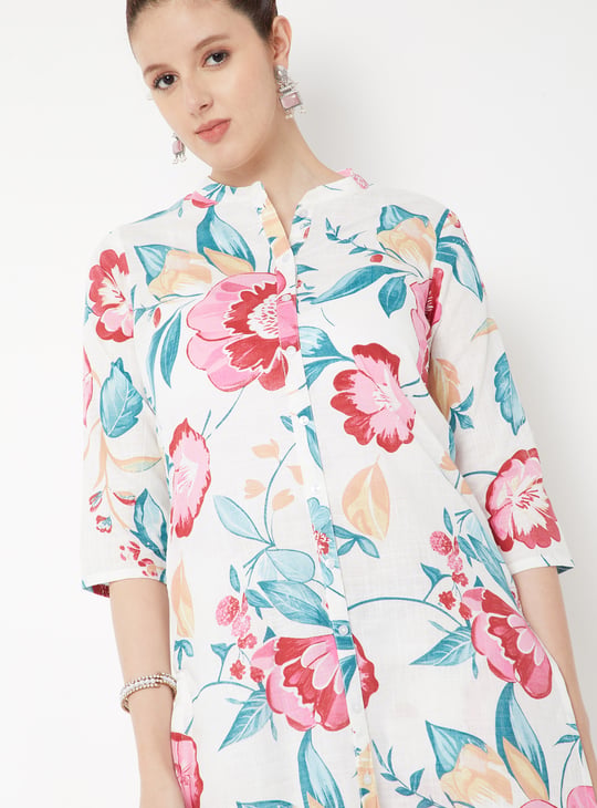 Women Floral Print Straight Kurta Set