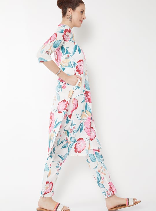 Women Floral Print Straight Kurta Set