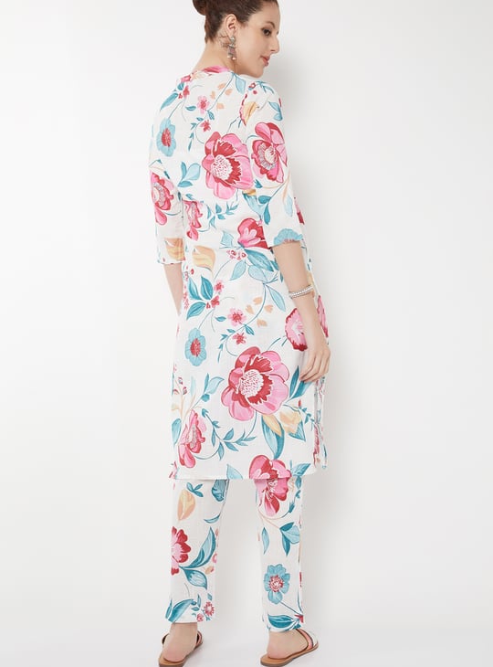 Women Floral Print Straight Kurta Set