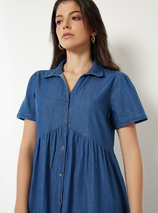 Women Tiered Denim Dress