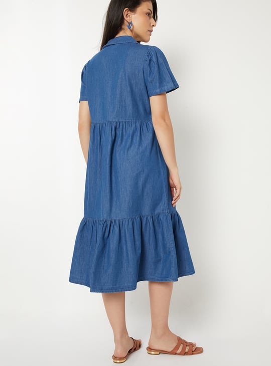 Women Tiered Denim Dress