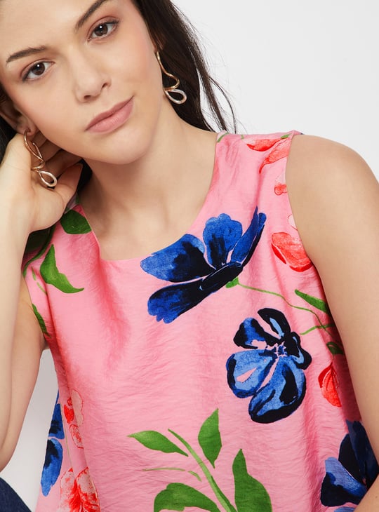 Women Floral Print Bubble Hem Top