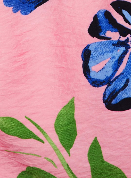 Women Floral Print Bubble Hem Top