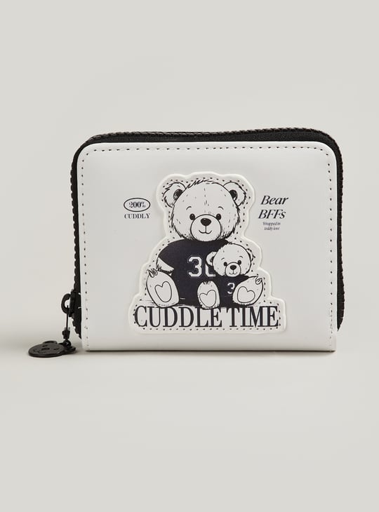 Women Applique Zip Around Wallet