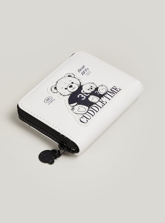 Women Applique Zip Around Wallet
