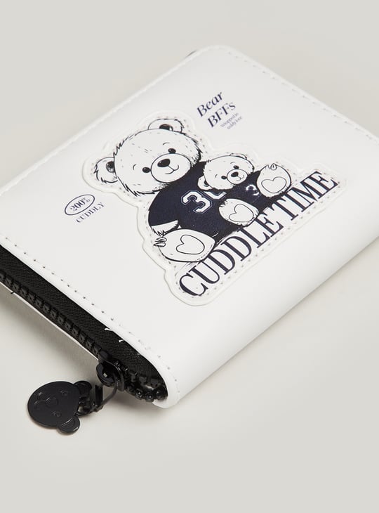 Women Applique Zip Around Wallet